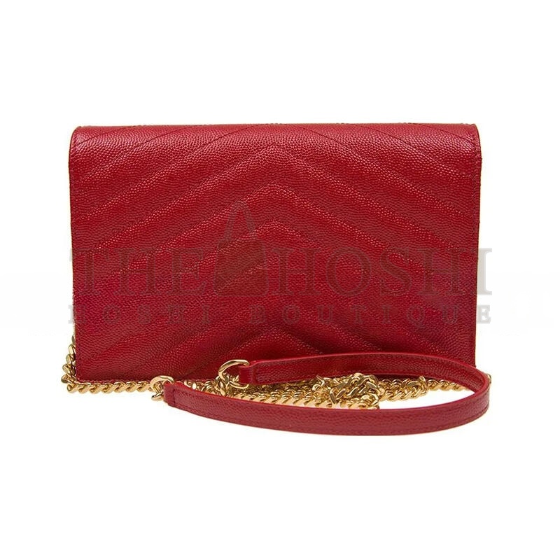 Y51 CASSANDRE MATELASSÉ ENVELOPE CHAIN WALLET IN GRAIN DE POUDRE EMBOSSED LEATHER 393953BOW016515 (19*12.5*3.5cm) Master Quality